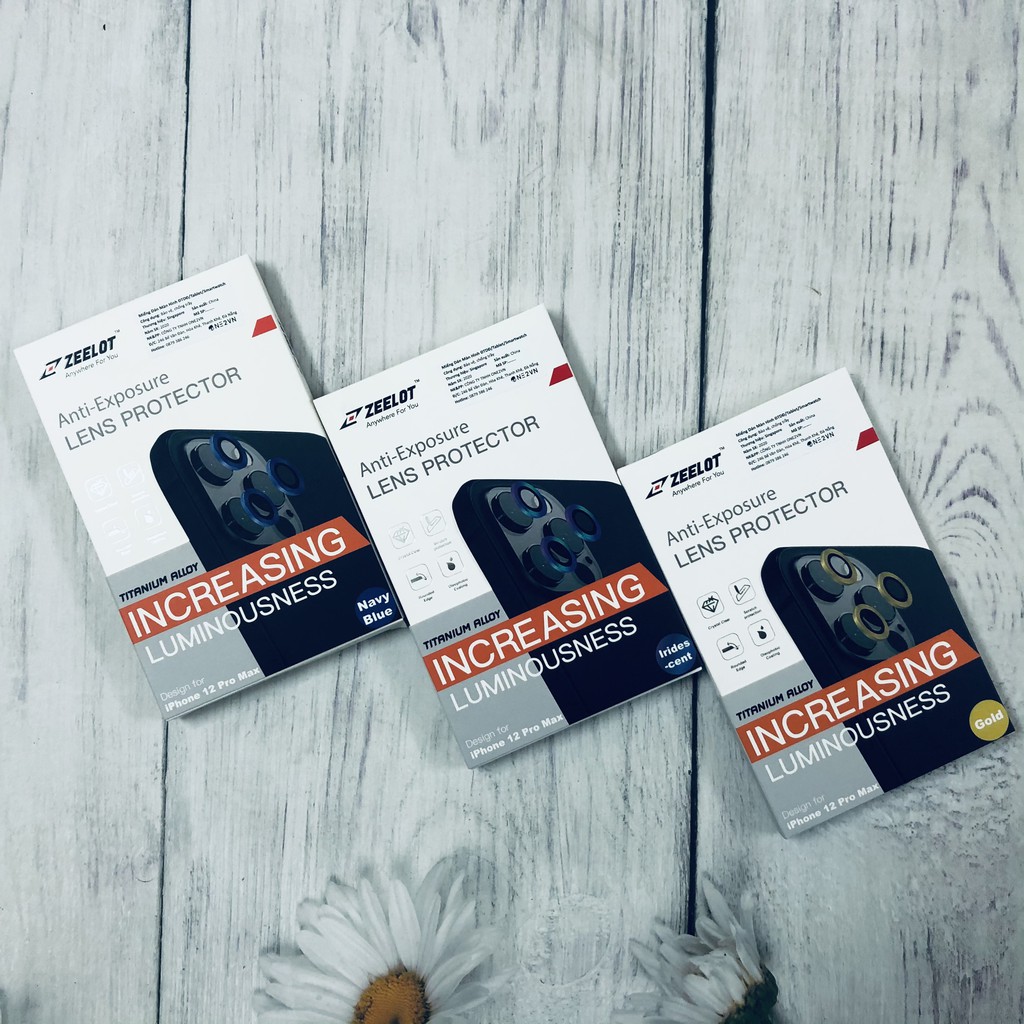 Kính Cường Lực ZEELOT camera cho iPhone 12 Pro Max viền Màu Titan - Hàng Chính Hãng