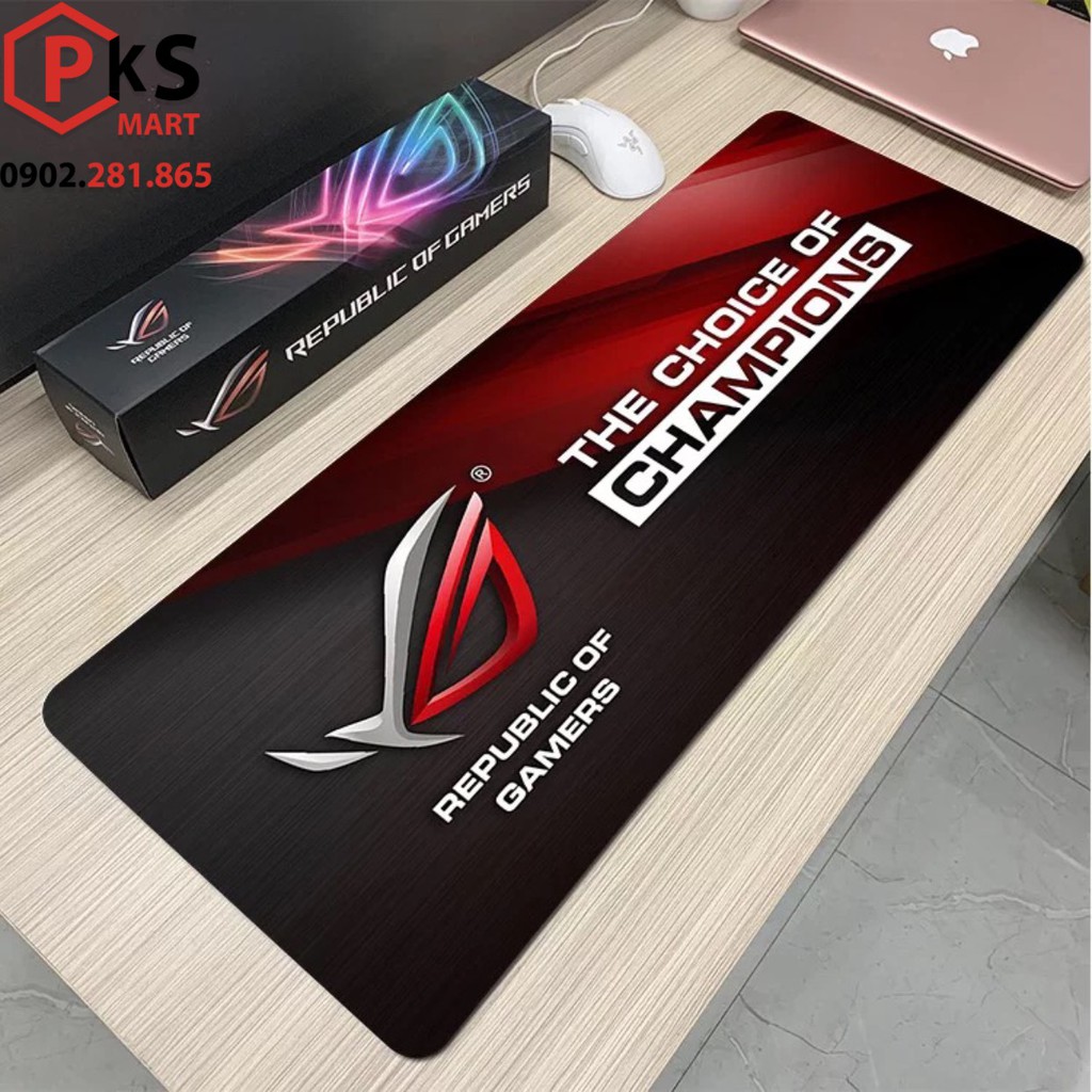 Lót chuột cỡ lớn, pad chuột 80x40x0,2cm asus rog cao cấp đế cao su chống trơn trượt, bo viền chắc chắn