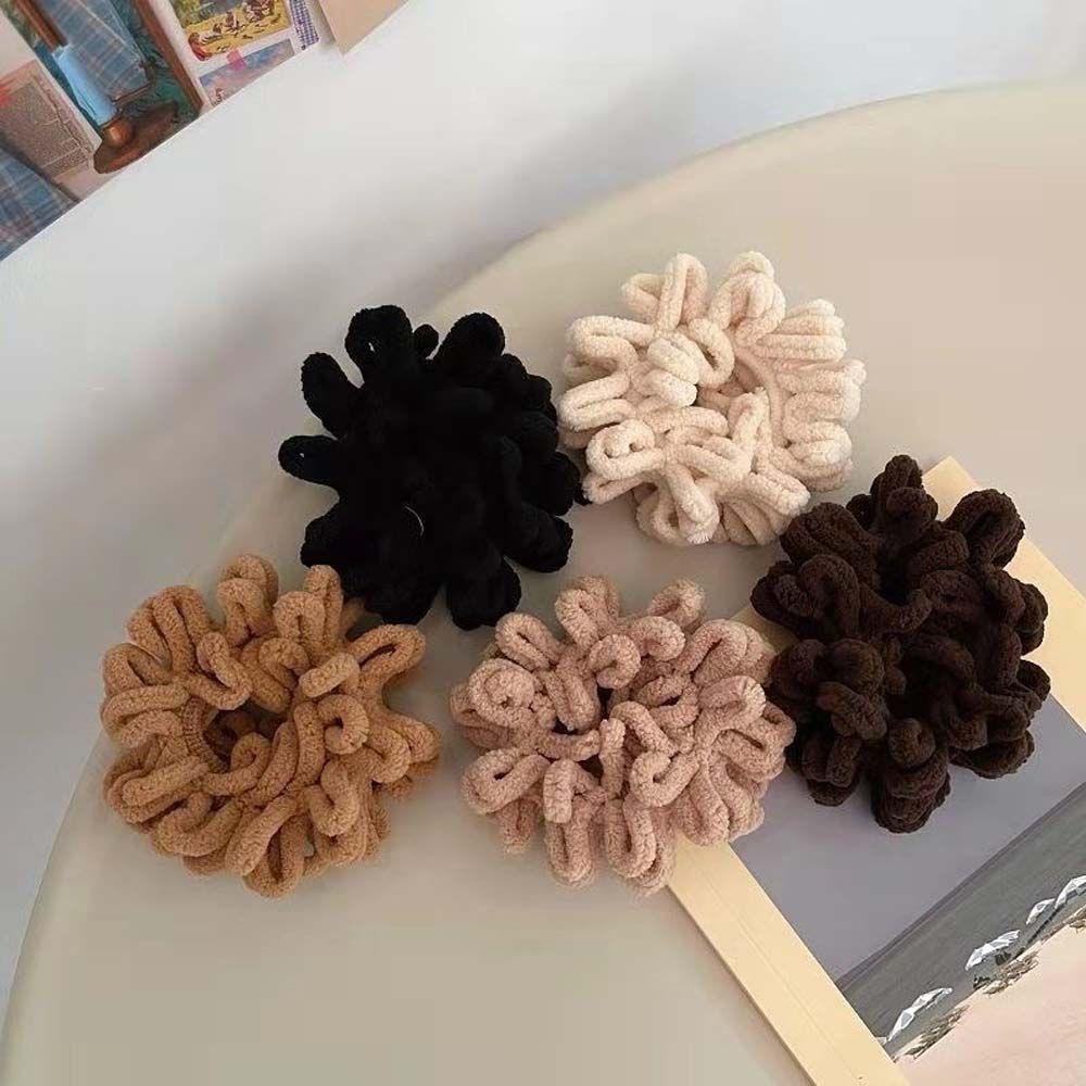 Dây Buộc Tóc Co Giãn Bằng Nhung Màu Trơn Họa Tiết Gấu Hoạt Hình Cho Nữ