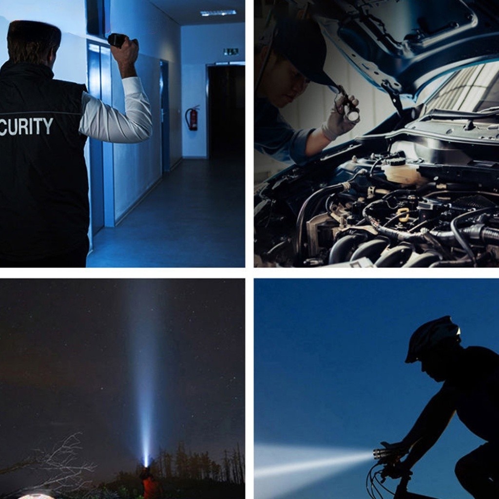 Đèn pin LED cầm tay ánh sáng mạnh có thể sạc lại chống thấm nước có thể phóng to siêu sáng xenon thích hợp ban đêm