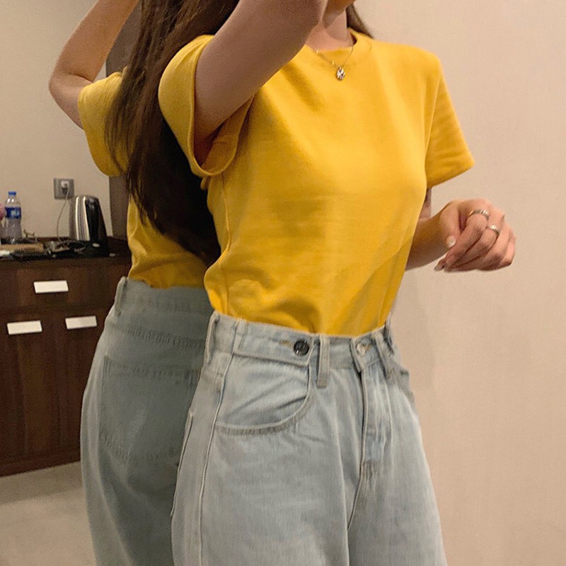 Áo thun nữ tay ngắn coton Trơn phông thời trang ulzzang Wind | BigBuy360 - bigbuy360.vn