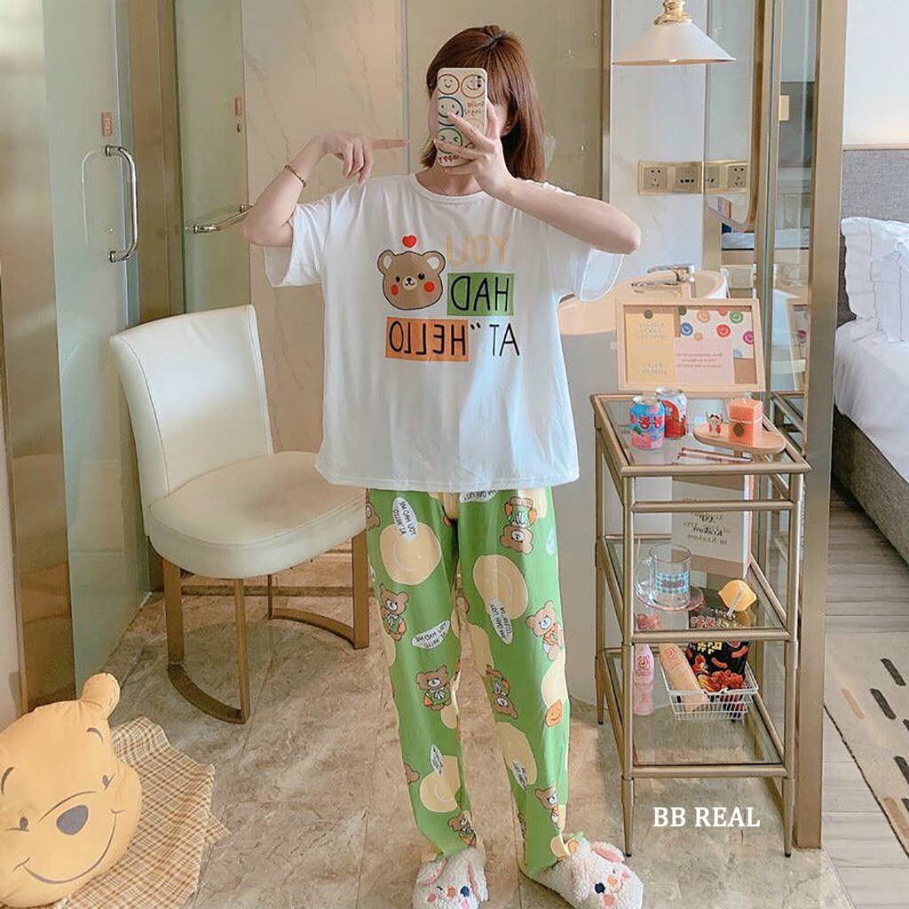 Đồ Bộ Nữ Mặc ở Nhà Bộ Đồ Ngủ Quần Dài Pijama Thun Lạnh Đẹp [CODE 41-44] Freesize Từ 45-55Kg - BB REAL | BigBuy360 - bigbuy360.vn