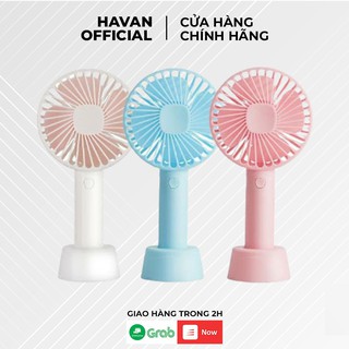 Quạt mini sạc pin cầm tay, quạt mini 4 cánh có đế để bàn thiết kế nhỏ gọn sử dụng liên tục nhiều giờ B00