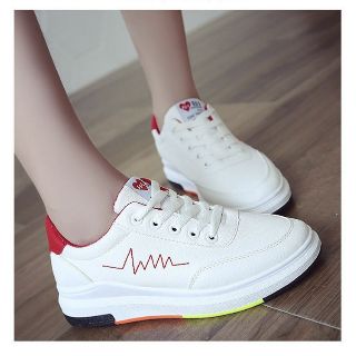 ( CÓ VIDEO ) GIÀY THỂ THAO NỮ ĐỘN ĐẾ TĂNG CHIỀU CAO MÀU TRẮNG MIX ĐỎ /GIÀY SNEAKER NỮ G2591