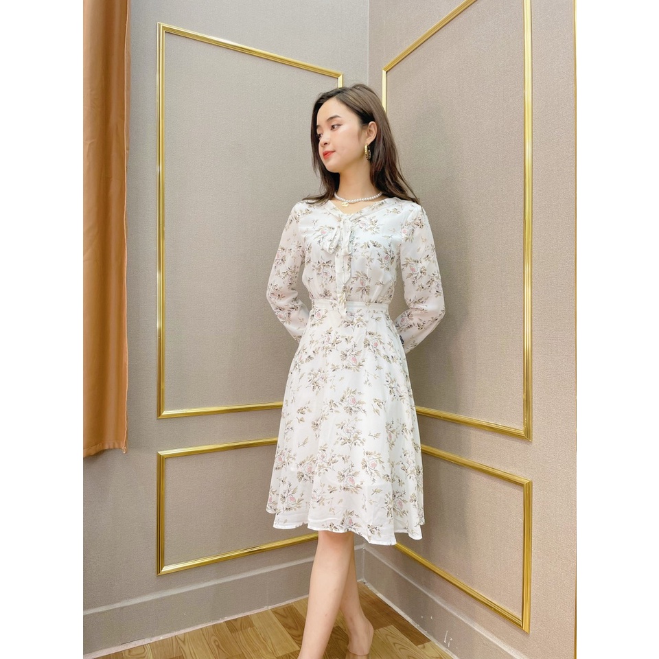 Đầm hoa nhí sefa dài tay dáng tiểu thư nữ tính