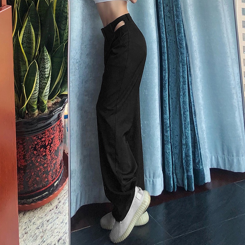 DUNEA Quần Dài Dáng Rộng Thiết Kế Cắt Cá Tính Quyến Rũ Cho Nữ