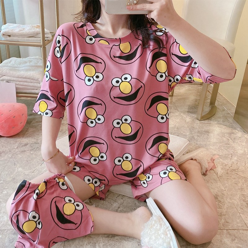 Bộ Đồ Ngủ Ba Món Ngắn Tay Dáng Rộng Xinh Xắn Cho Nữ Mùa Hè Kiểu Hàn Quốc