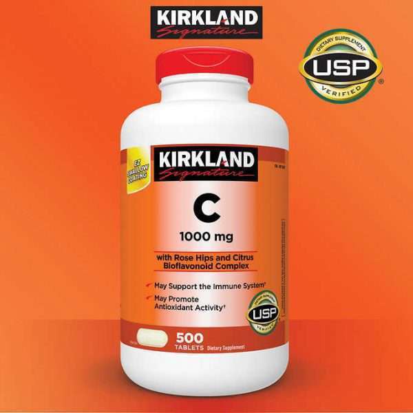 Vitamin C Kirkland 1000mg 500 viên hỗ trợ hệ miễn dịch