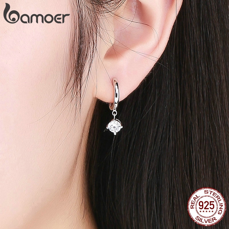 Khuyên Tai Bamoer bằng Bạc 925 Đính Đá CZ
