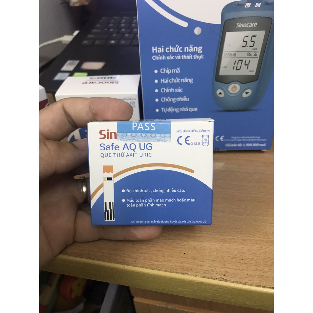 Máy Đo Đường Huyết + Axit Uric : Sinocare Safe AQ UG  - bảo hành trọn đời - P0044