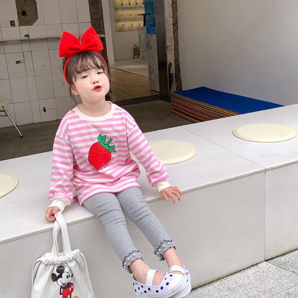 Quần legging màu trơn co giãn thời trang cho bé gái