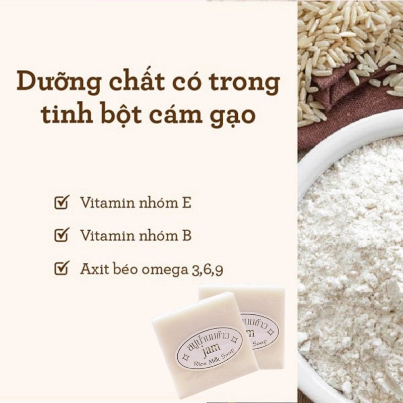 Xà phòng cám gạo trắng da thái lan Jam Rice Milk Soap 65gr TUTJNO