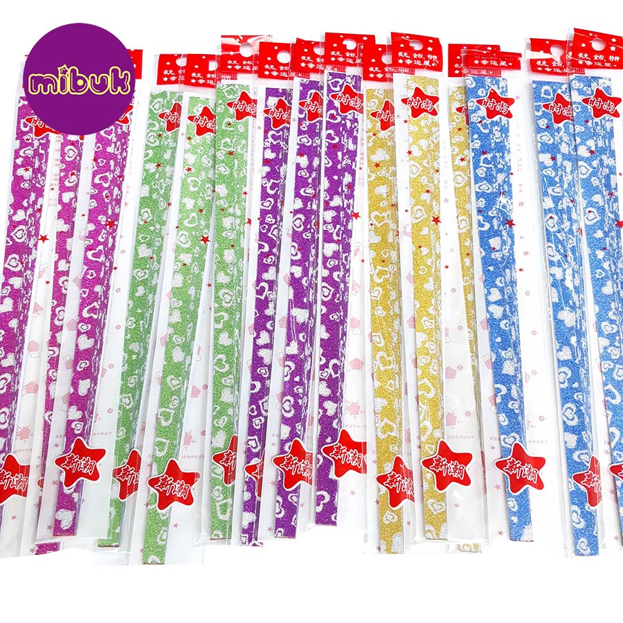 Giấy gấp sao kim tuyến lấp lánh có họa tiết đẹp, giấy xếp sao tép