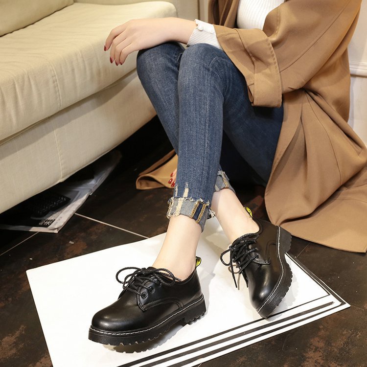 Giày oxford nữ, giày loafer nữ da mềm cao cấp màu đen đế cao FOXY - FOX058