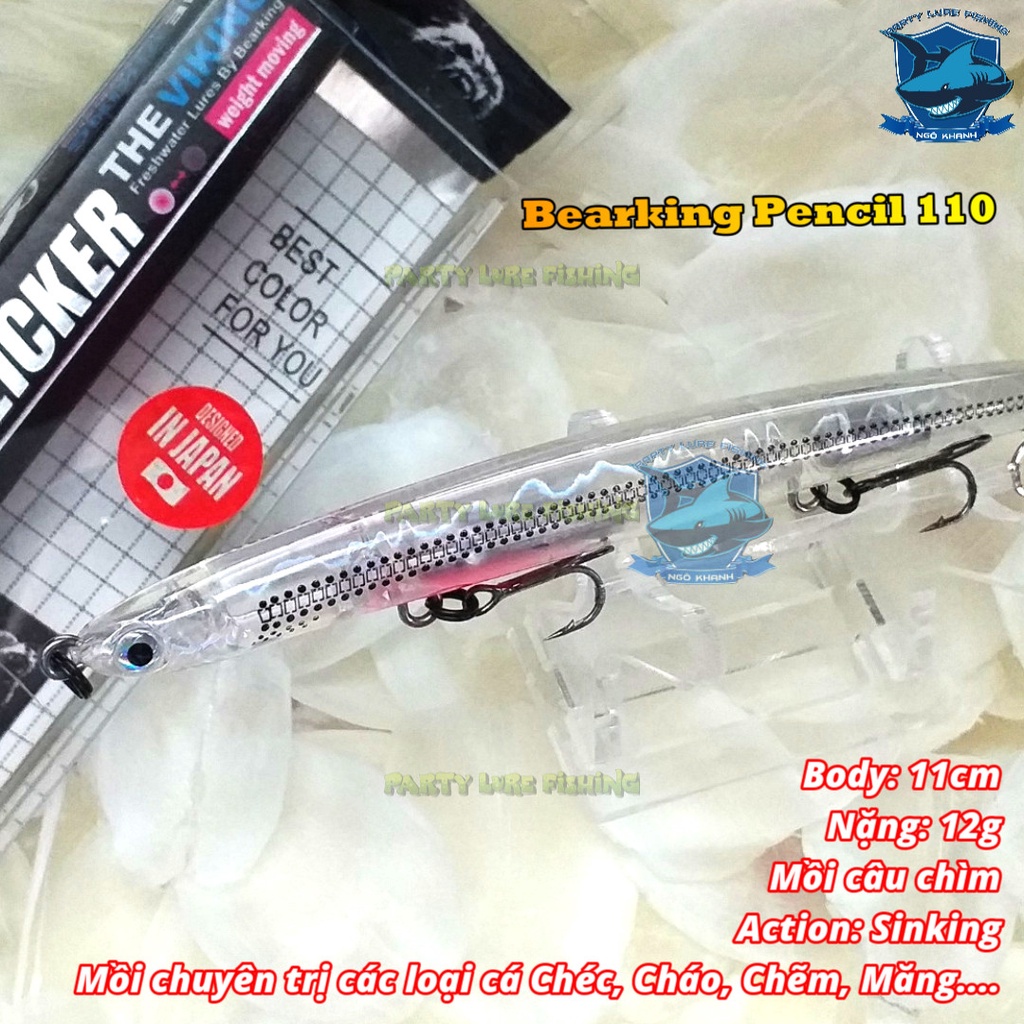 Mồi câu cá Bearking Pencil 110, mồi lure cá măng, chẽm, chéc, cháo...