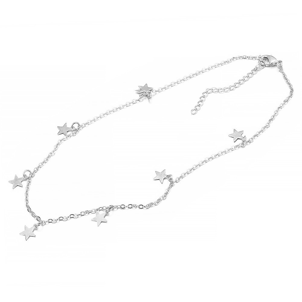 Vòng cổ Choker Nhiều Lớp Mặt Hình Ngôi Sao / Mặt Trăng Màu Vàng / Bạc Phong Cách Hàn Quốc Thanh Lịch