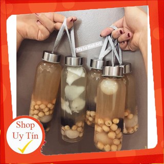 Bình detox thủy tinh 500ml - chai đựng nước thủy tinh có quai xách