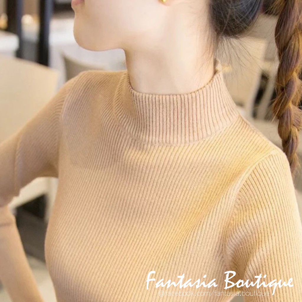 ÁO THUN NỮ GÂN LEN CỔ LỌ TAY DÀI | BigBuy360 - bigbuy360.vn