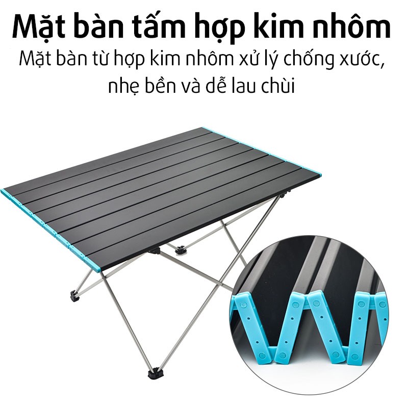 Bàn Dã Ngoại Gấp Gọn Bàn Xếp Nhôm Cắm Trại Di Động Siêu Nhẹ Nhiều Cỡ Tặng Kèm Túi Đựng