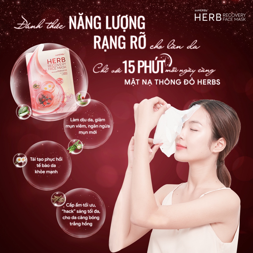 Mặt Nạ Thông Đỏ SOHERBS Dưỡng Da Căng Bóng Sáng Mịn Hộp 7 gói