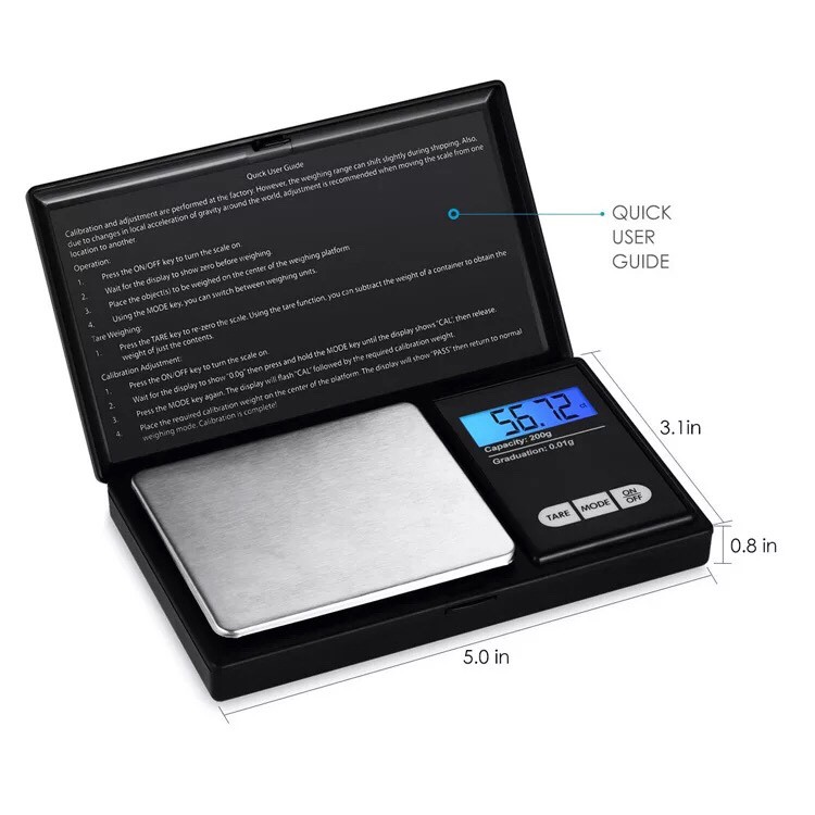 Cân Tiểu Ly Điện Tử 200g 500g Bỏ Túi Có Nắp Đậy Siêu Chính Xác Bảo Hành 1 Năm Shop QUA