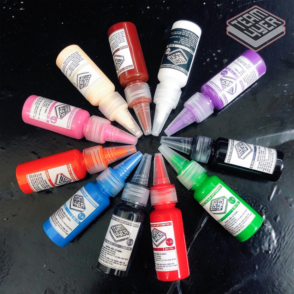 12 Màu Cơ Bản - 11 Màu Nâng Cao Sơn Mô Hình Gốc Nước Acrylic - Sơn AirBrush - Dung Tích Lọ 20 MIL