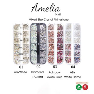 Đá chân keo khay 12 size đính đá trang trí nail
