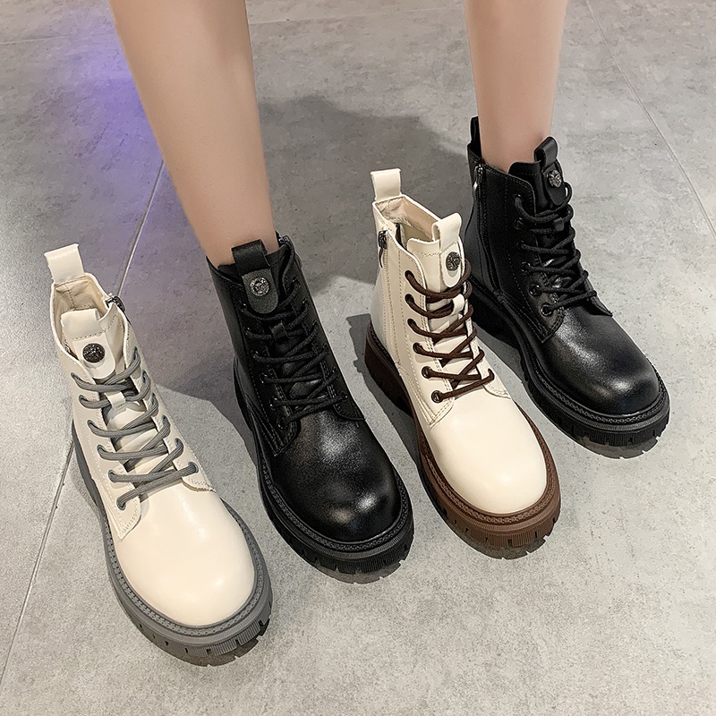 Giày bốt nữ IELGY cao đến mắt cá cột dây phong cách Anh Quốc retro thời trang cá tính  | BigBuy360 - bigbuy360.vn