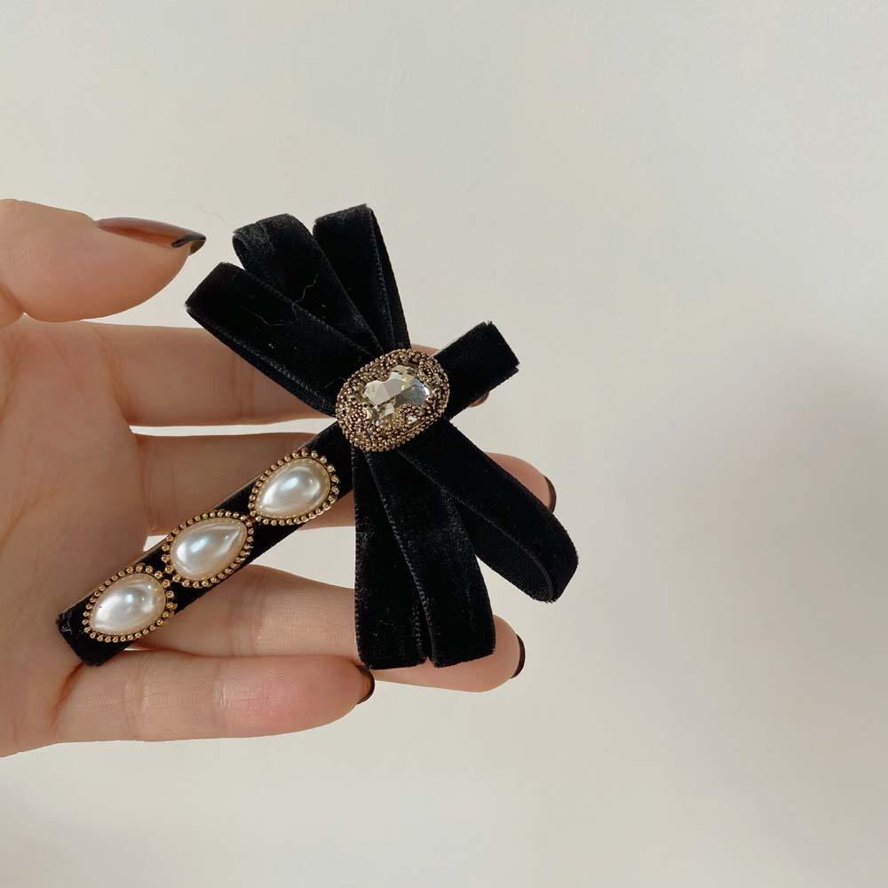 Kẹp Tóc Nơ VANES1 Chất Liệu Nhung Phong Cách Retro Hàn Quốc|Kẹp TóC KiểU DáNg Dễ Thương Cho Nữ