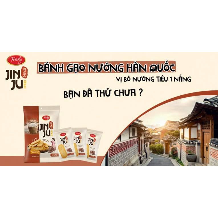 Bánh gạo JinJu vị bò nướng tiêu Richy túi 134,4gr