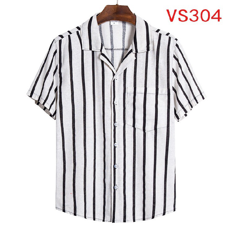 Cotton and linen striped short-sleeved shirt seriesTVT | BigBuy360 - bigbuy360.vn