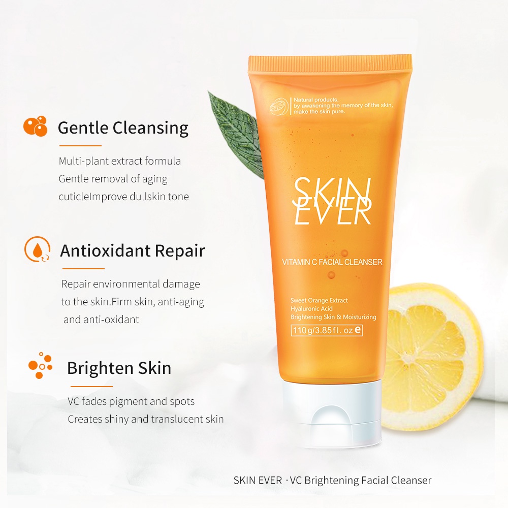 Bộ 2 sản phẩm gồm sữa rửa mặt SKIN EVER 110ml vitamin C và sữa tắm dưỡng ẩm làm trắng da 300ml