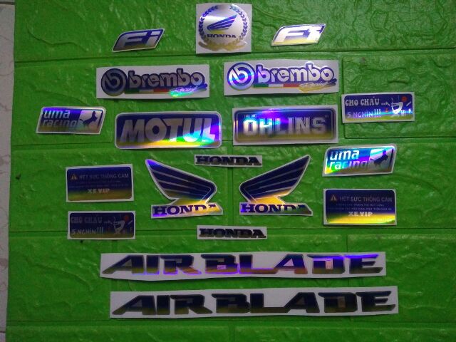 Bộ tem Airblade crôm phản quang New