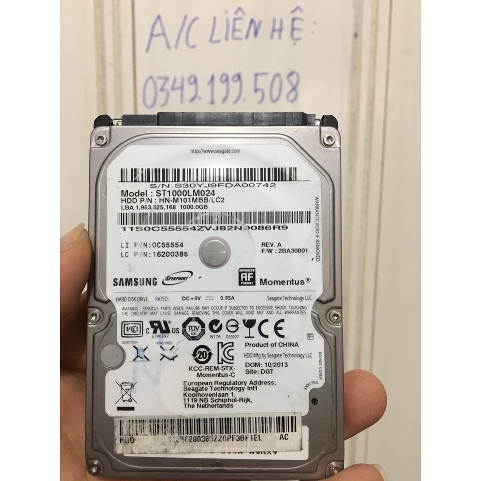 Ổ cứng HDD laptop 2.5ich 1000GB hàng bóc máy sức khỏe good 100%