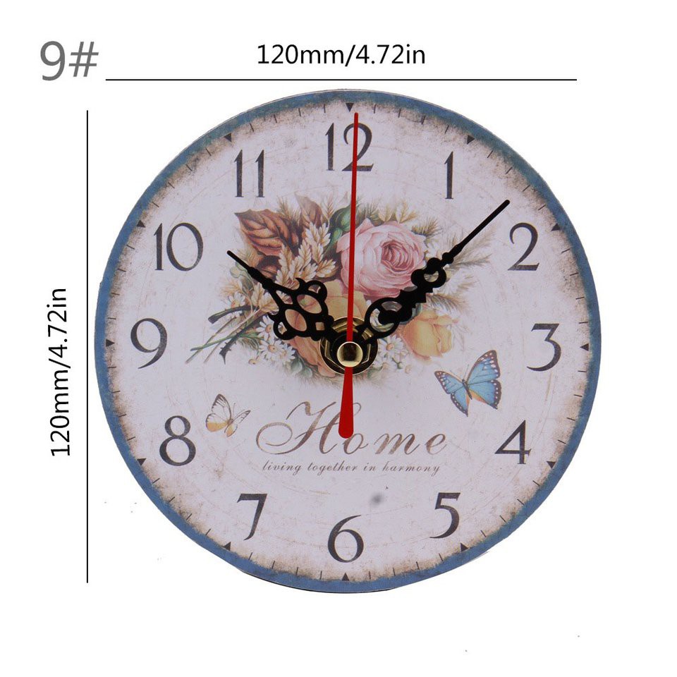 Đồng Hồ Treo Tường Hình Tròn Bằng Gỗ Phong Cách Retro Sáng Tạo Trang Trí Phòng Khách