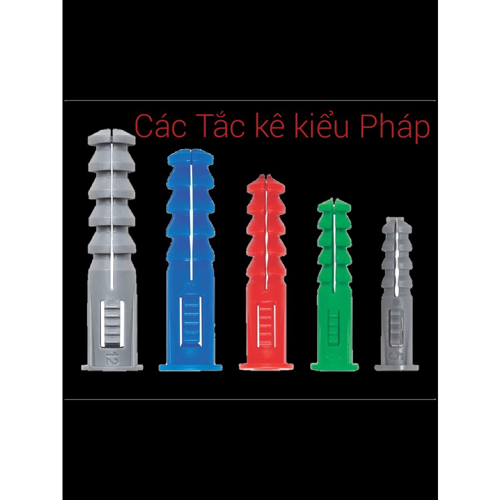 200 tắc kê nhựa kiểu Pháp. đường kính 6mm sử dụng mũi khoan 6mm và vít 5mm.