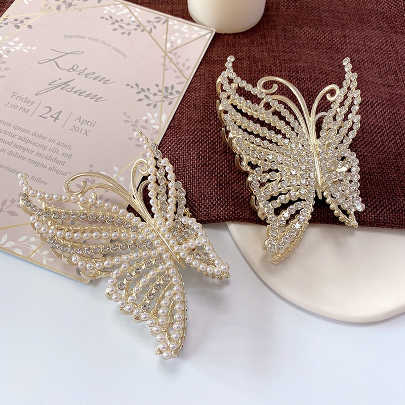 Kẹp Tóc Càng Cua Hàn Quốc Kim Loại Ngọc Trai Phụ Kiện Thời Trang Cho Nữ AB135