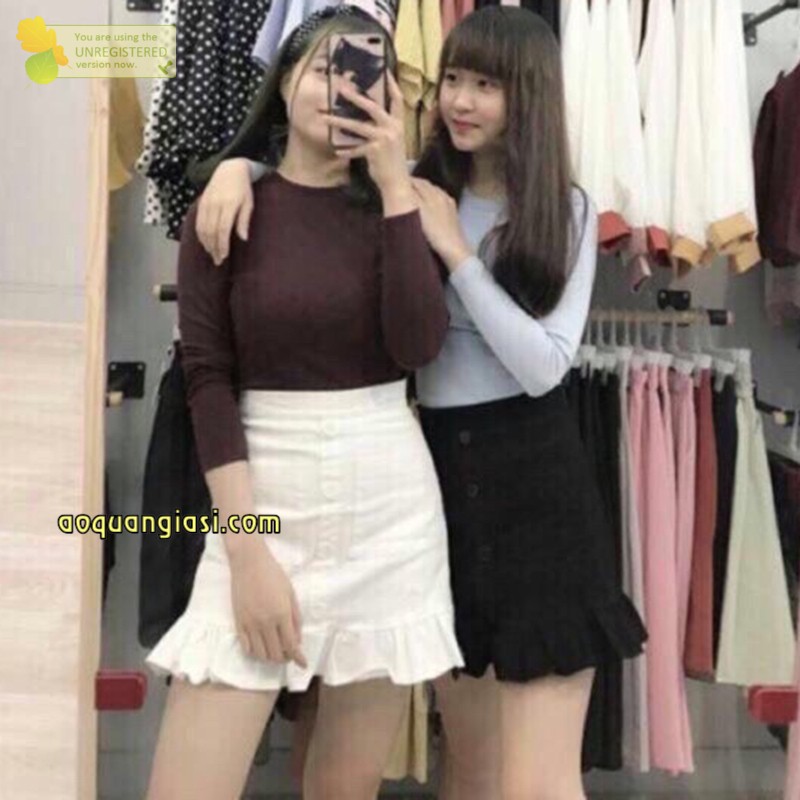 Chân váy nữ kaki đuôi cá 4 nút màu Đen, trắng Size S,M,L rẻ đẹp hàn quốc chuẩn store freeship 50k ALOHA