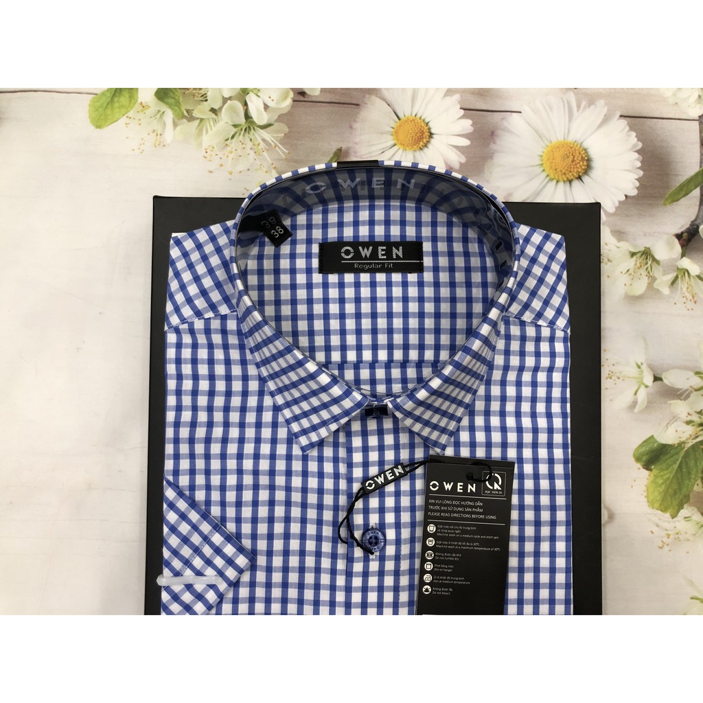 (OWEN SALE) ÁO SƠ MI CỘC TAY BA20617 MẪU MỚI NĂM 2020 KẺ CARO XANH TRẮNG | BigBuy360 - bigbuy360.vn