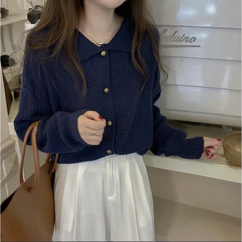 [ HÀNG CÓ SẴN ] Áo len cổ bẻ cúc đồng A1797 | BigBuy360 - bigbuy360.vn