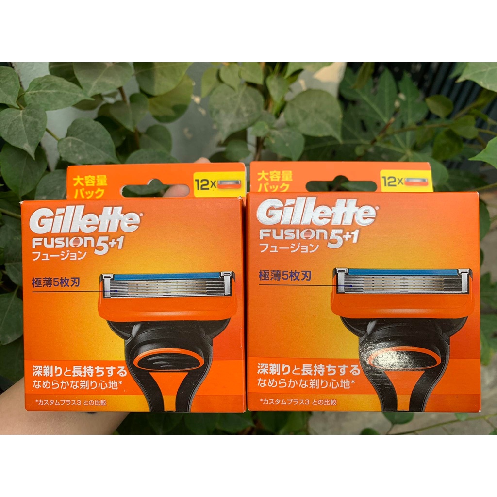 Vỉ/Hộp 12 đầu lưỡi dao cạo râu Gillette Fusion 5+1 Nhật bản