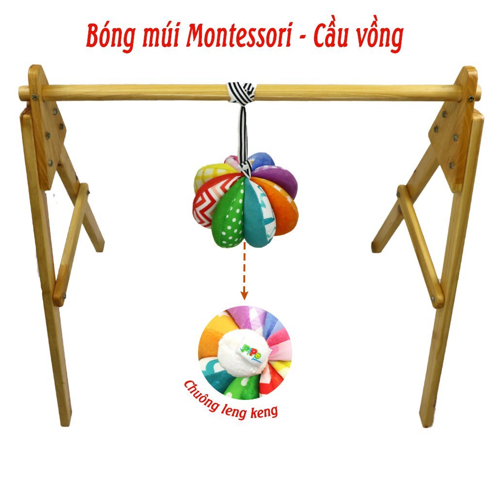 Bóng Múi Montessori Luyện Chân Bóng Vải PiPo Cầu Vồng Cho Bé Từ 3 Tháng Tập Cầm Nắm Phát Triển Đa Giác Quan B19