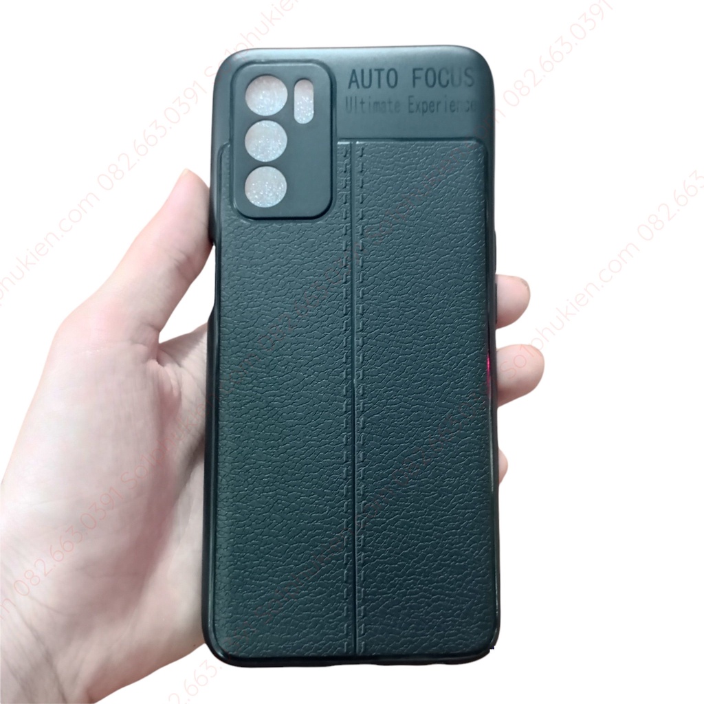 Ốp lưng Oppo a16 dẻo đen auto giả vân da, bảo vệ camera bền đẹp