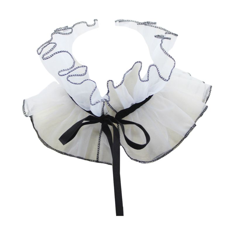 Yoioi Victorian Cổ Áo Giả Cổ Đứng Nhún Bèo Hóa Trang Phong Cách Vintage Organza Agaric