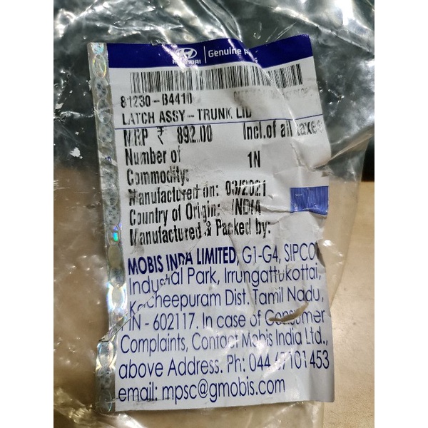 Cơ cấu khóa cốp sau i10 grand 81230B4410 81230B4010