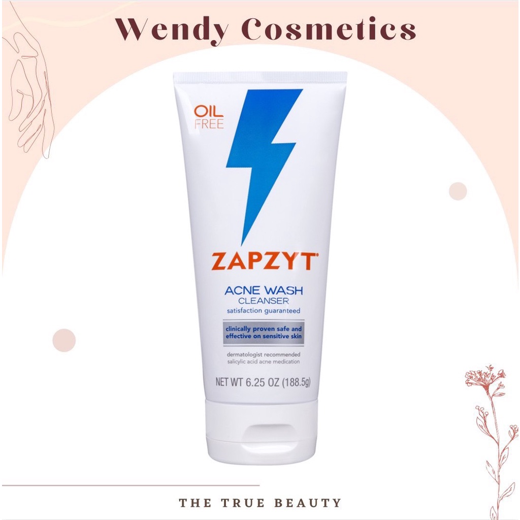 Sữa rửa mặt giảm mụn dạng gel Zapzyt oil-free 2% Salicylic Acid (BHA) Acne Wash Cleanser 188.5g