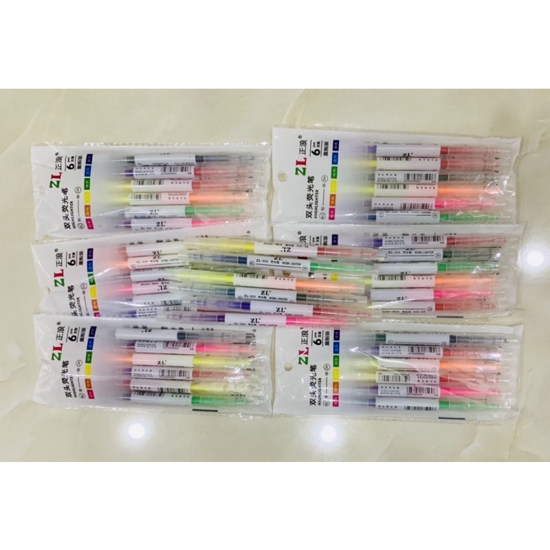 Set bút dạ quang 12 màu pastel mini kiểu đơn giản (6 cây - 2 đầu)