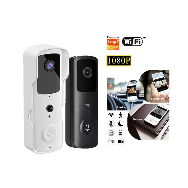 Chuông cửa thông minh wifi Tuya không dây có camera và phụ kiện đi kèm 2022 - App Smartlife - Có hình chuông trên nút ấn