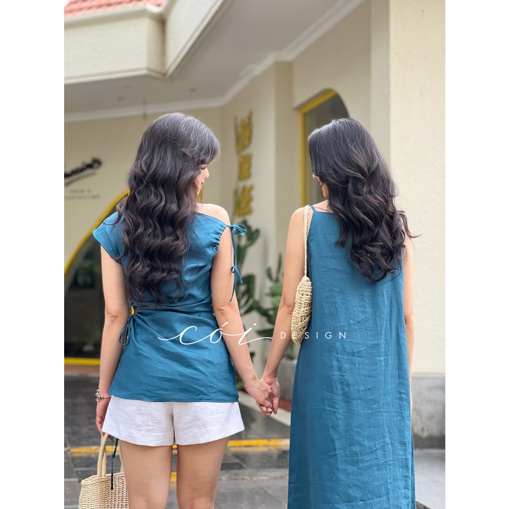 Áo trễ vai rút eo cột dây