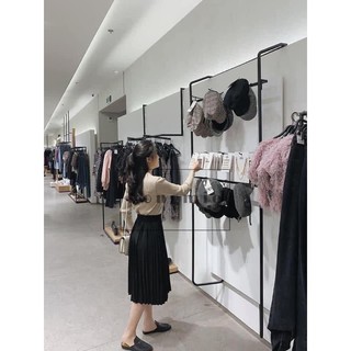 Chân váy dài xếp ly - Đen